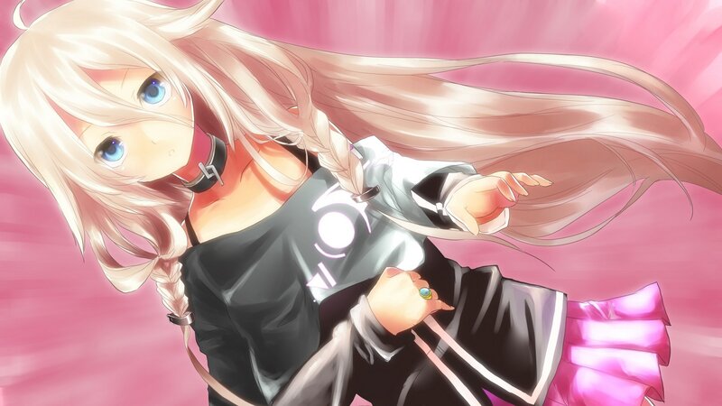 Blonde Anime Girl — Pink, Dynamic, Long Hair, Blue Eyes