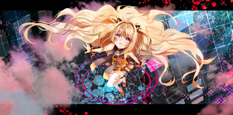 Blonde Anime Girl — Pink, Dynamic, Long Hair, Cat Ears