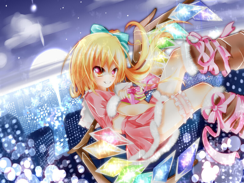 Blonde Anime Girl — Pink, Festive, Night