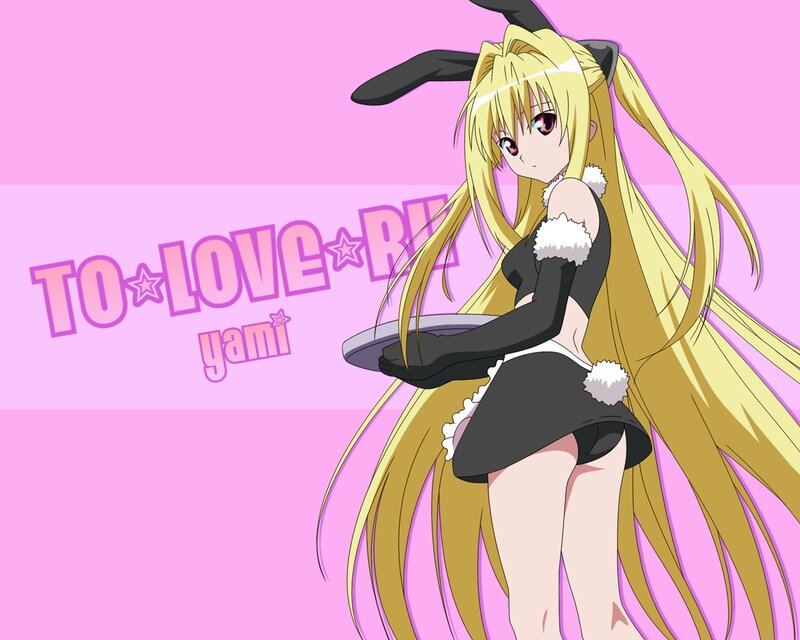 Blonde Anime Girl — Pink, Playful, Bunny Ears, Tray