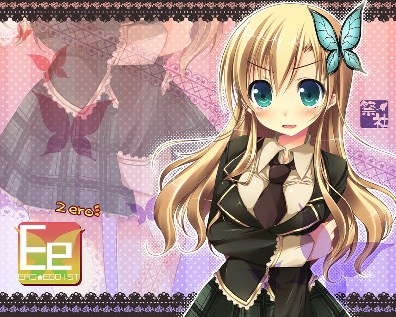 Blonde Anime Girl — Pink, Playful, Butterfly
