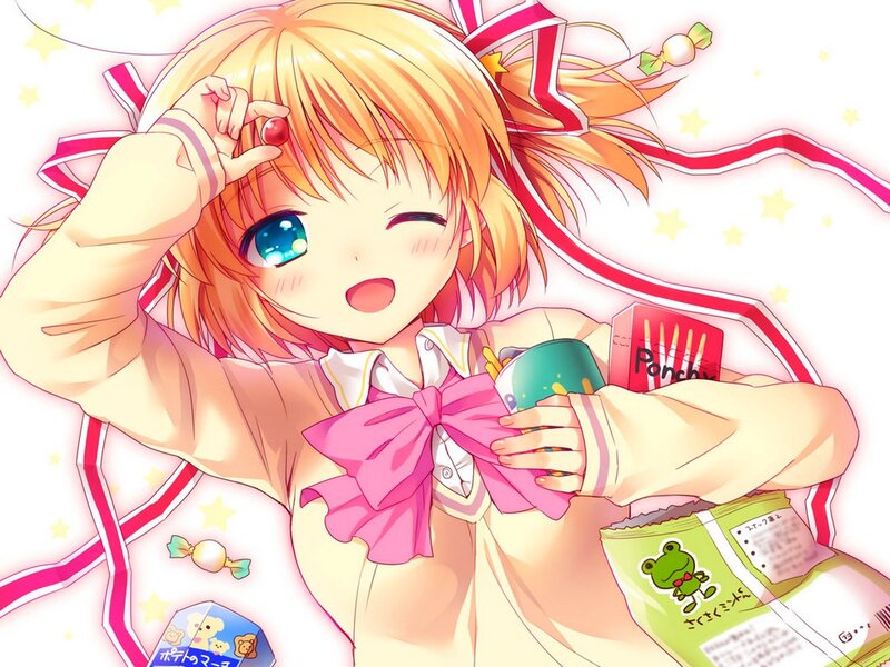 Blonde Anime Girl — Pink, Playful, Candy