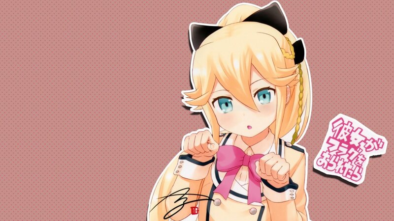 Blonde Anime Girl — Pink, Playful, Cat Ears, Braids