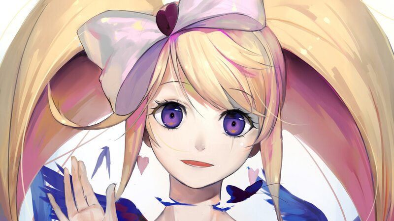 Blonde Anime Girl — Pink, Playful, Digital Art