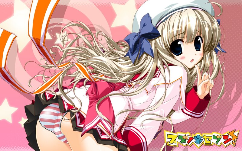 Blonde Anime Girl — Pink, Playful, Hat, Ribbon