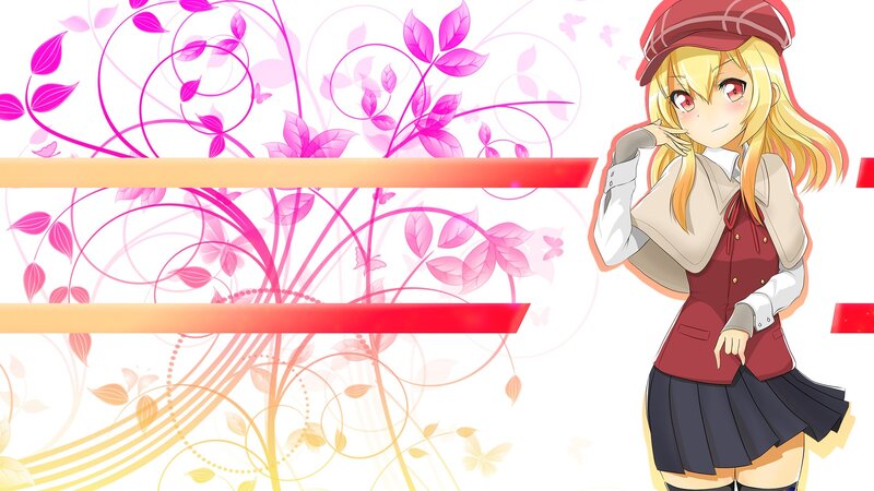 Blonde Anime Girl — Pink, Playful, Hat, Skirt
