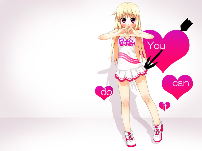 Blonde Anime Girl — Pink, Playful, Heart