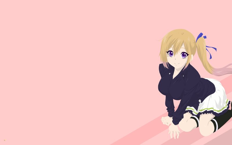 Blonde Anime Girl — Pink, Playful, School Uniform, Ponytail