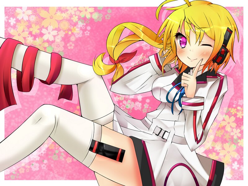 Blonde Anime Girl — Pink, Playful, Spring, Headphones