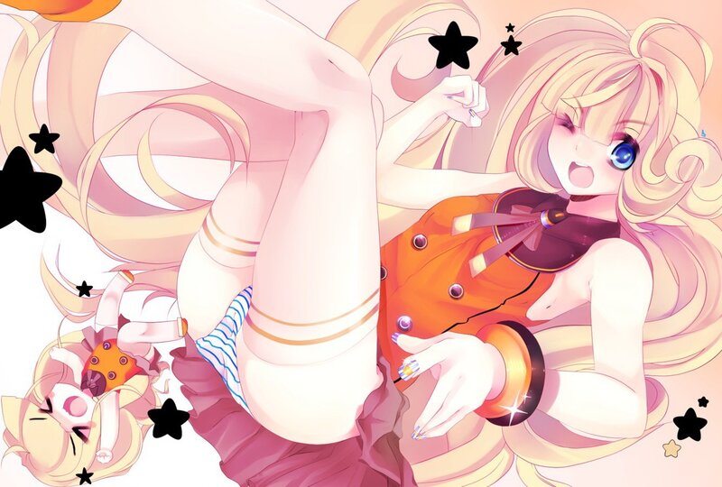 Blonde Anime Girl — Pink, Playful, Stars, Doll