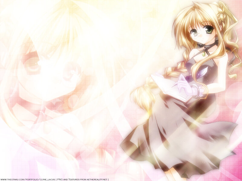 Blonde Anime Girl — Pink, Serene, Book