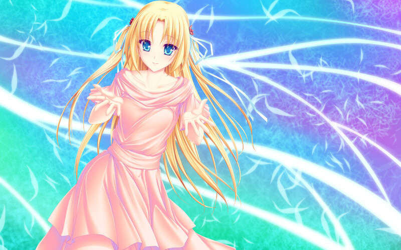 Blonde Anime Girl — Pink, Serene, Dress