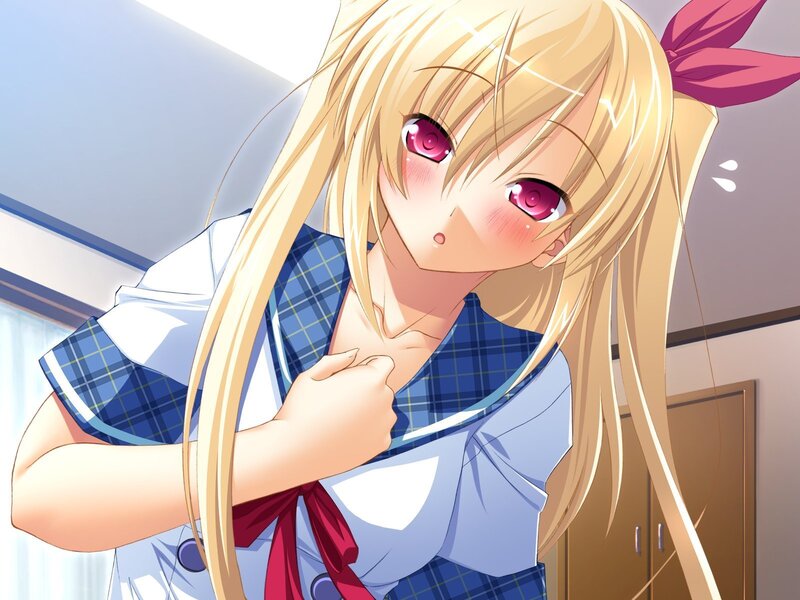 Blonde Anime Girl — Playful, School Uniform