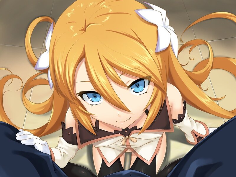 Blonde Anime Girl — Playful, White Bow