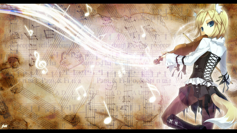 Blonde Anime Girl Playing Violin