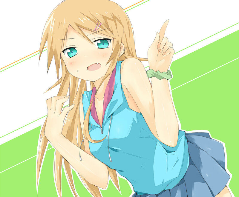 blonde anime girl pointing