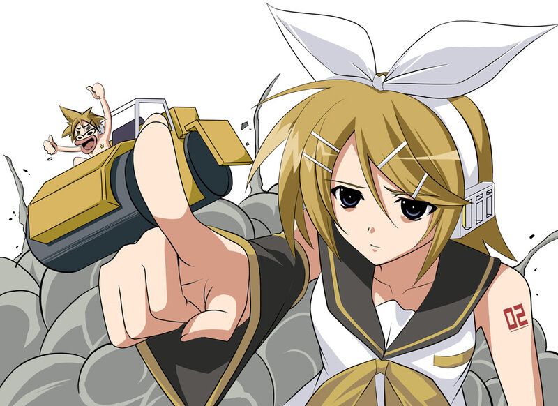 Blonde Anime Girl Pointing — White