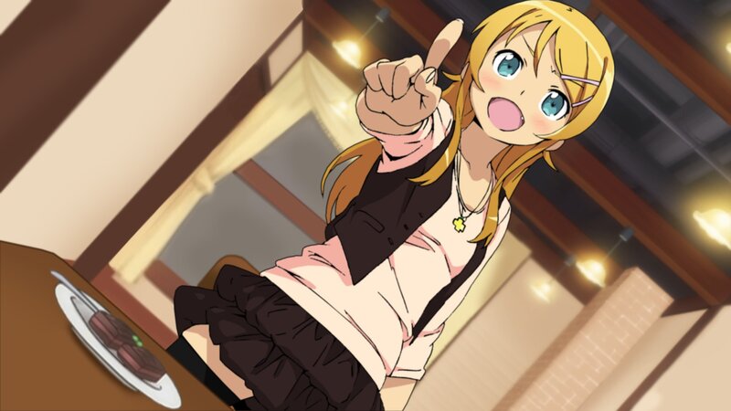 Blonde Anime Girl Pointing — Yellow
