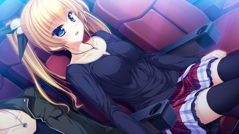 Blonde Anime Girl — Purple, Calm, Car Seat