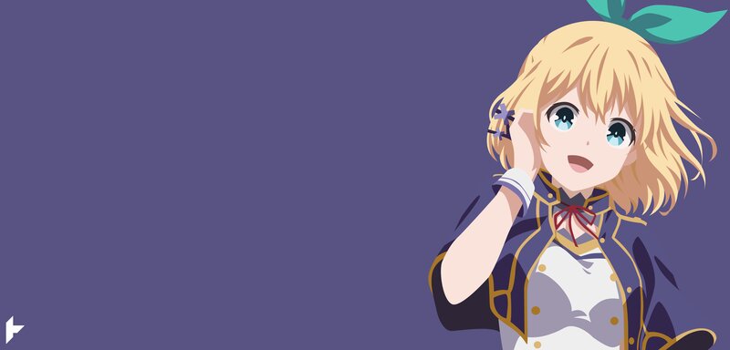 Blonde Anime Girl — Purple, Cheerful, Blue Eyes