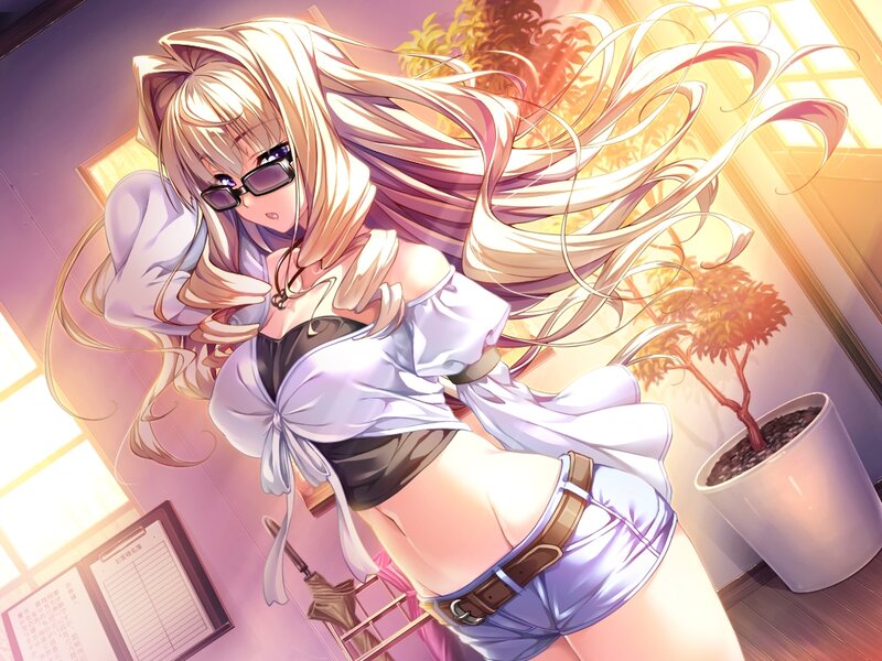 Blonde Anime Girl — Purple, Dramatic, Afternoon