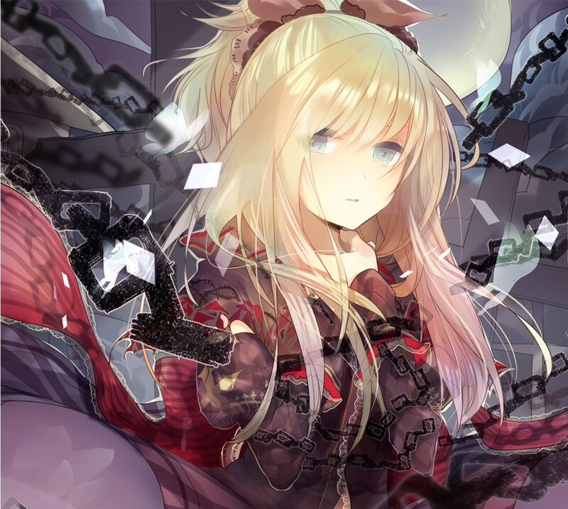 Blonde Anime Girl — Purple, Dramatic, Chains