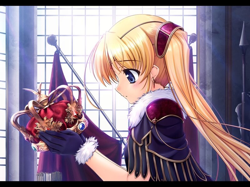 Blonde Anime Girl — Purple, Dramatic, Crown