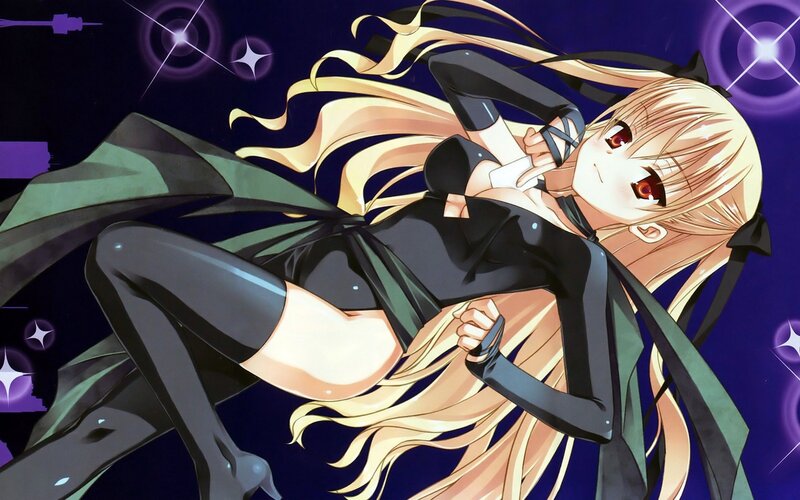 Blonde Anime Girl — Purple, Dramatic, Night, Long Hair