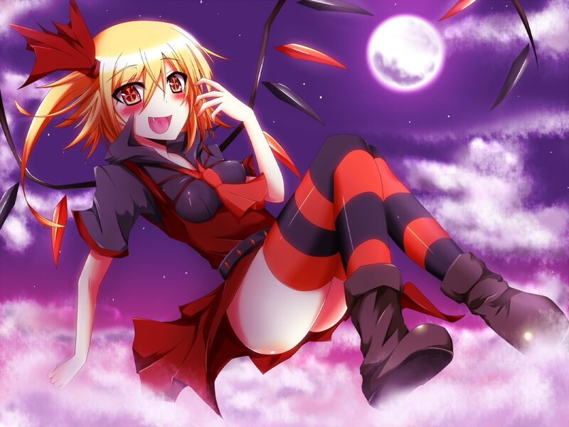 Blonde Anime Girl — Purple, Dramatic, Night, Moon