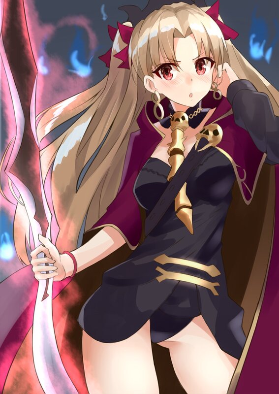 Blonde Anime Girl — Purple, Dramatic, Night, Sword, Skull Necklace