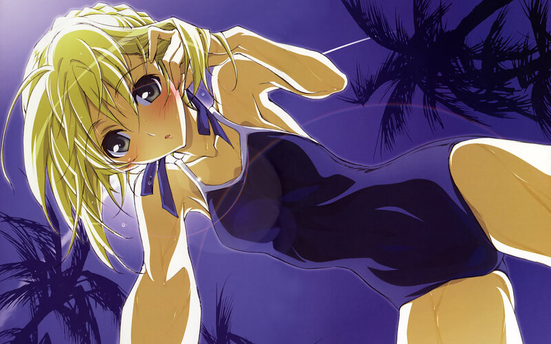 Blonde Anime Girl — Purple, Dramatic, Night