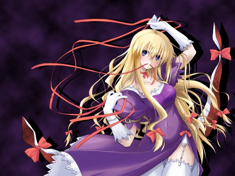 Blonde Anime Girl — Purple, Dramatic, Purple Dress