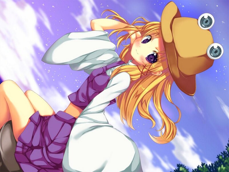 Blonde Anime Girl — Purple, Dreamy, Night, Hat