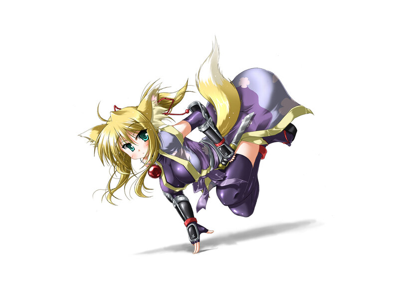 Blonde Anime Girl — Purple, Dynamic, Cat Ears