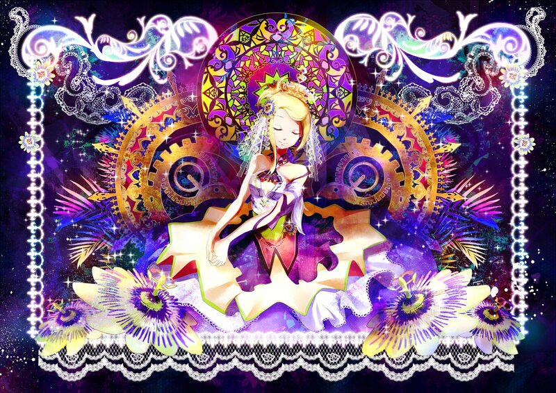 Blonde Anime Girl — Purple, Fantastical, Night