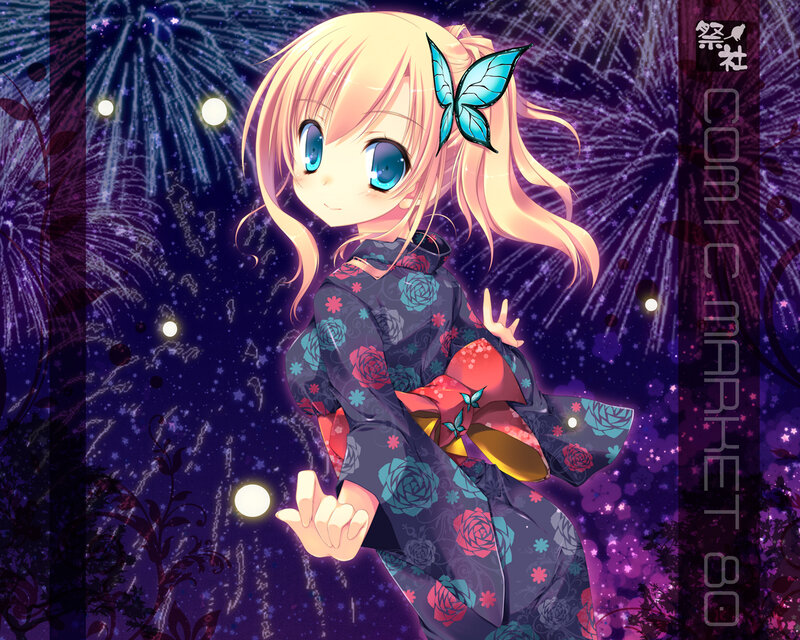 Blonde Anime Girl — Purple, Festive