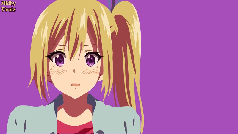 Blonde Anime Girl — Purple, Neutral, Purple Background