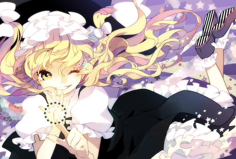 Blonde Anime Girl — Purple, Playful, Dress