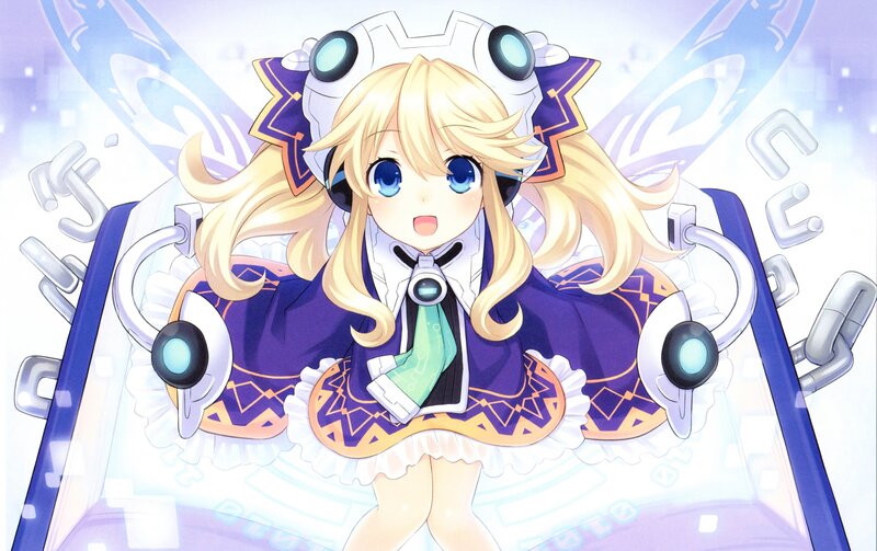 Blonde Anime Girl — Purple, Playful, Robotic Headgear