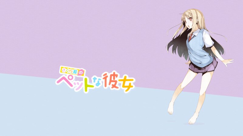Blonde Anime Girl — Purple, Playful, School Uniform, Text Logo