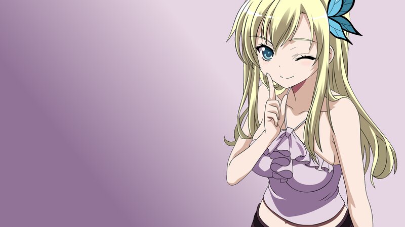 Blonde Anime Girl — Purple, Playful, Winking