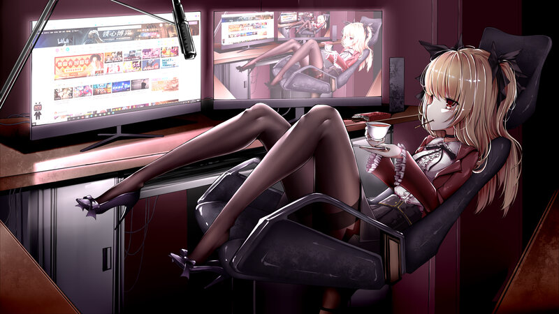 Blonde Anime Girl — Purple, Relaxed