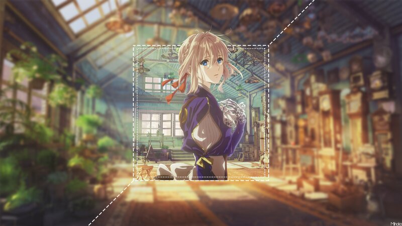 Blonde Anime Girl — Purple, Serene, Afternoon, Clocks