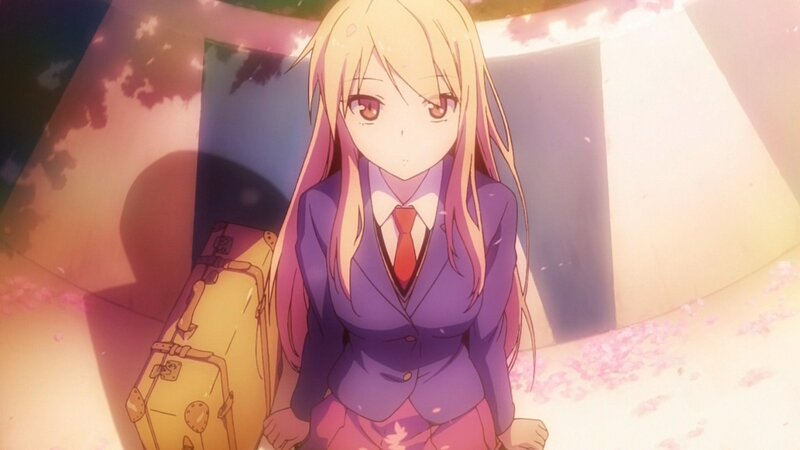 Blonde Anime Girl — Purple, Serene, Spring