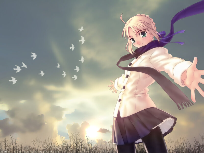 Blonde Anime Girl — Purple, Serene