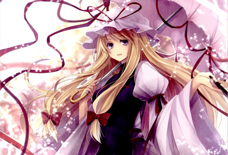 Blonde Anime Girl — Purple, Serene, Umbrella