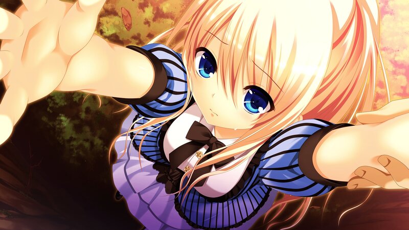 blonde anime girl reaching out