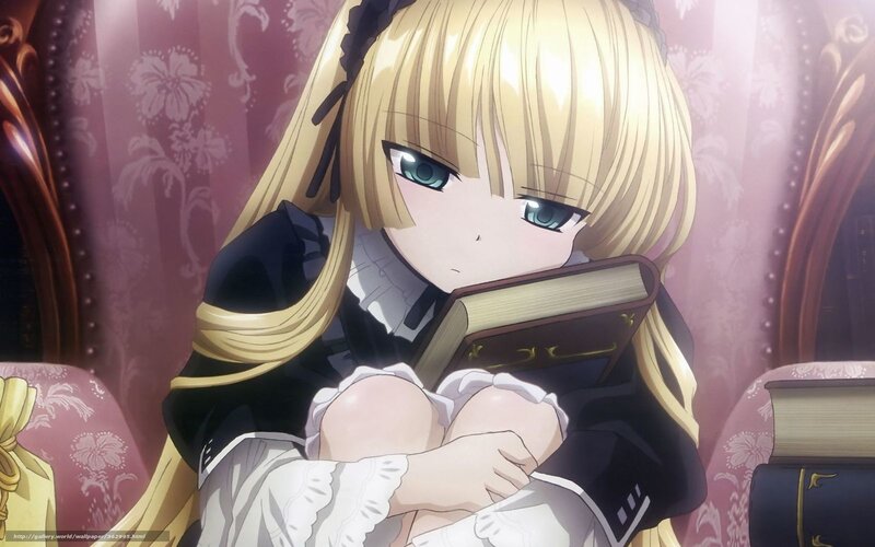 Blonde Anime Girl Reading — Pink