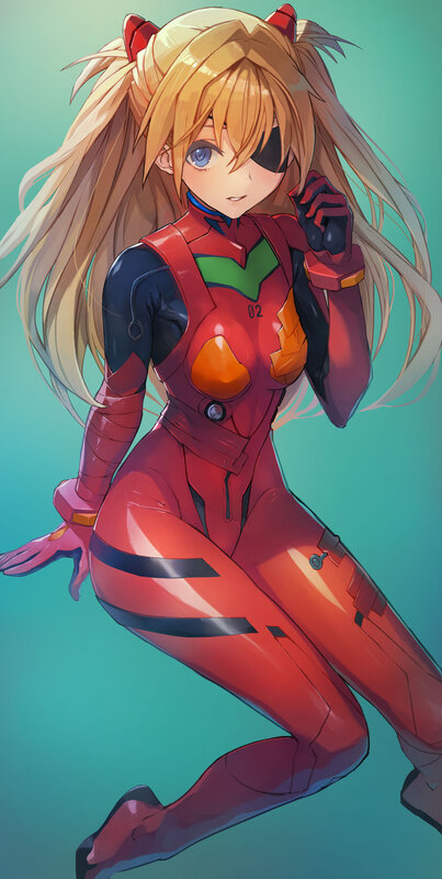 Blonde Anime Girl — Red, Calm, Digital Art, Red Suit