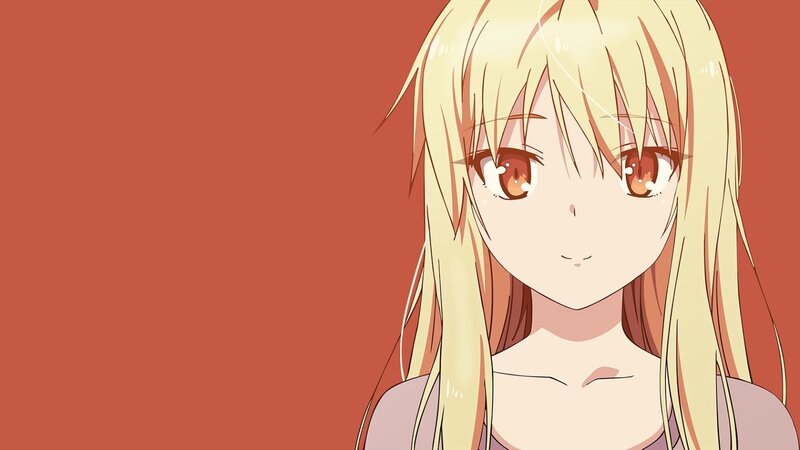 Blonde Anime Girl — Red, Calm, Red Background